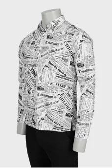 Men's white print shirt with tag