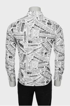 Men's white print shirt with tag