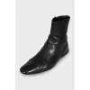 Men's leather boots with perforation