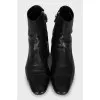 Men's leather boots with perforation