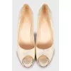 Leather open toe heeled shoes