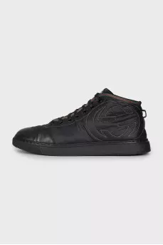 Men's textile sneakers with leather toe