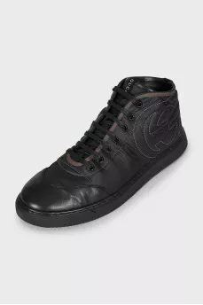 Men's textile sneakers with leather toe
