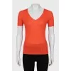 Orange cashmere silk t-shirt