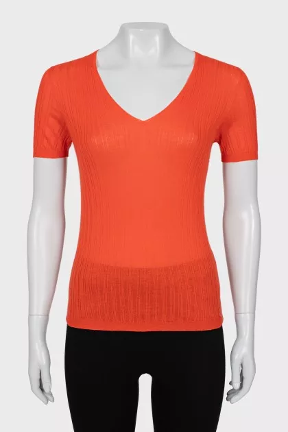 Orange cashmere silk t-shirt