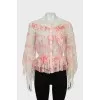 Button-down blouse decorated with lace