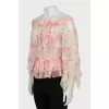 Button-down blouse decorated with lace