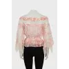 Button-down blouse decorated with lace