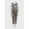 Silk suit with printed trousers
