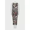 Silk suit with printed trousers