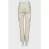 Beige eco-leather trousers