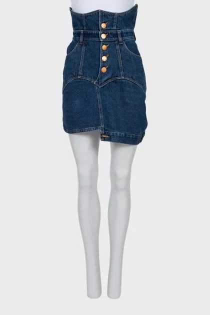 Denim skirt with button pockets