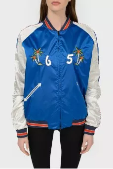 Bomber jacket with embroidery with tag