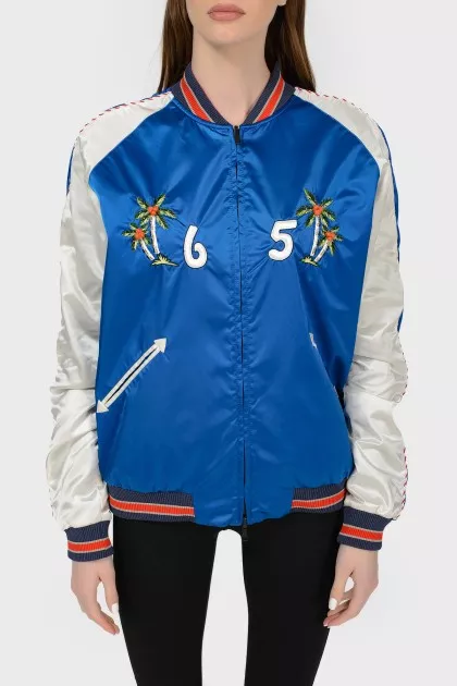 Bomber jacket with embroidery with tag