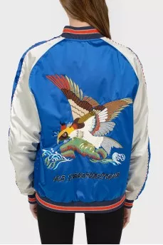 Bomber jacket with embroidery with tag