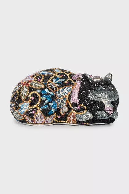Rhinestone cat clutch