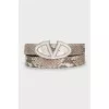 Leather belt with mother-of-pearl buckle