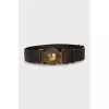 Leather belt with branded buckle
