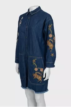 Denim overalls with embroidery