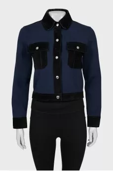Wool jacket with suede pockets