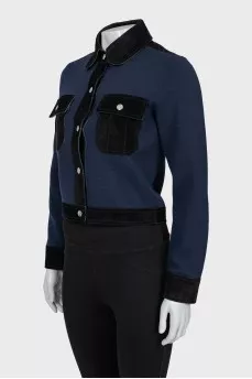 Wool jacket with suede pockets