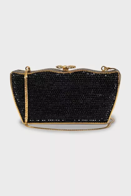 Bag decorated with black rhinestones