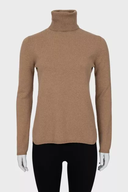 Brown wool and cashmere golf