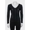 Semi-transparent black pullover