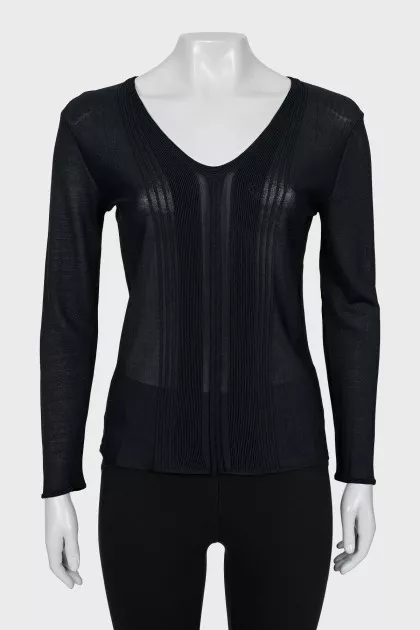 Semi-transparent black pullover