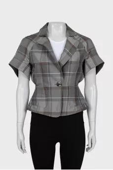 Checkered jacket with short sleeves