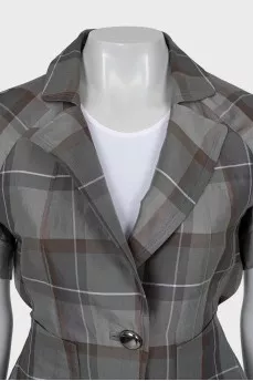Checkered jacket with short sleeves