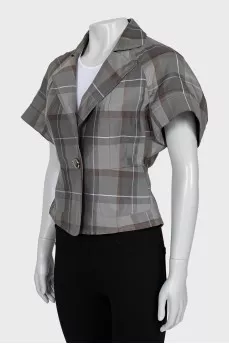 Checkered jacket with short sleeves