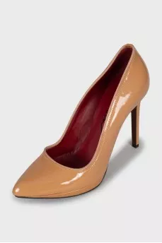 Brown patent leather shoes