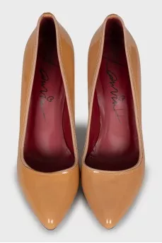 Brown patent leather shoes