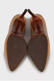 Brown patent leather shoes