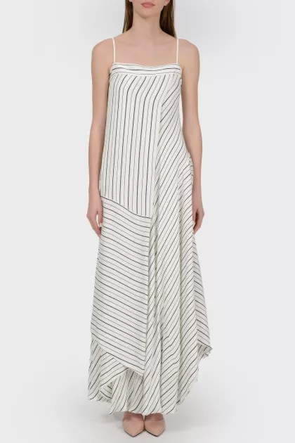 Asymmetric sundress striped with tag