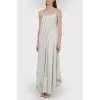 Asymmetric sundress striped with tag