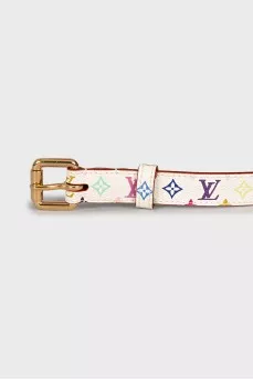 Leather belt with signature print
