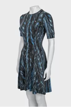 Fitted wool dress with print