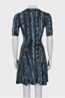 Fitted wool dress with print
