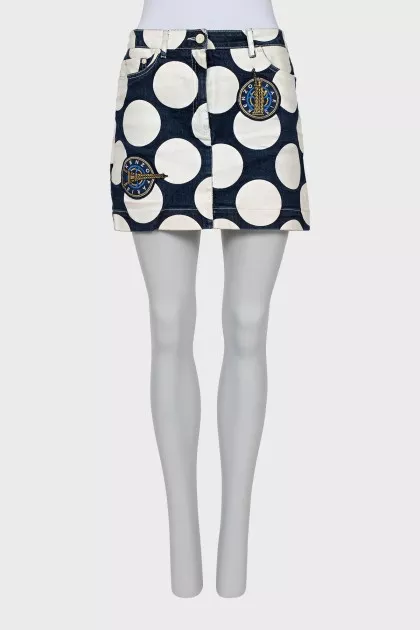 Mini skirt with branded patches
