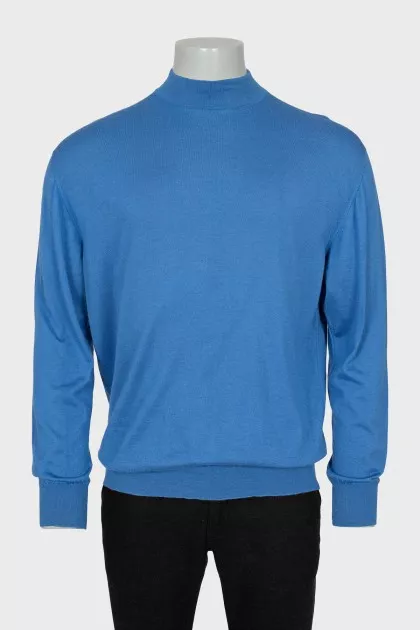 Men's Blue Cashmere and Silk Jumper