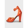 Leather embossed heeled sandals