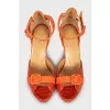 Leather embossed heeled sandals