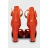 Leather embossed heeled sandals