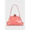 Leather bag with rhinestones on the clasp