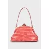 Leather bag with rhinestones on the clasp