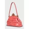 Leather bag with rhinestones on the clasp