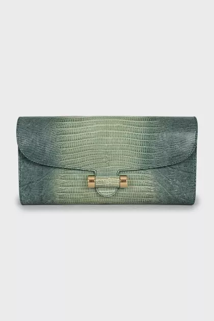Green leather clutch