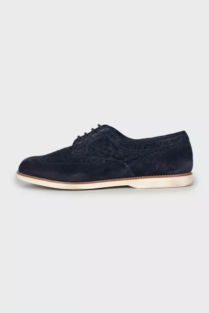 Men's suede shoes with perforation